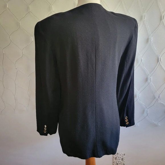 Vintage Oleg Cassini Wool Suit Jacket / Black / Oversized / Fits Medium - Picture 5 of 9